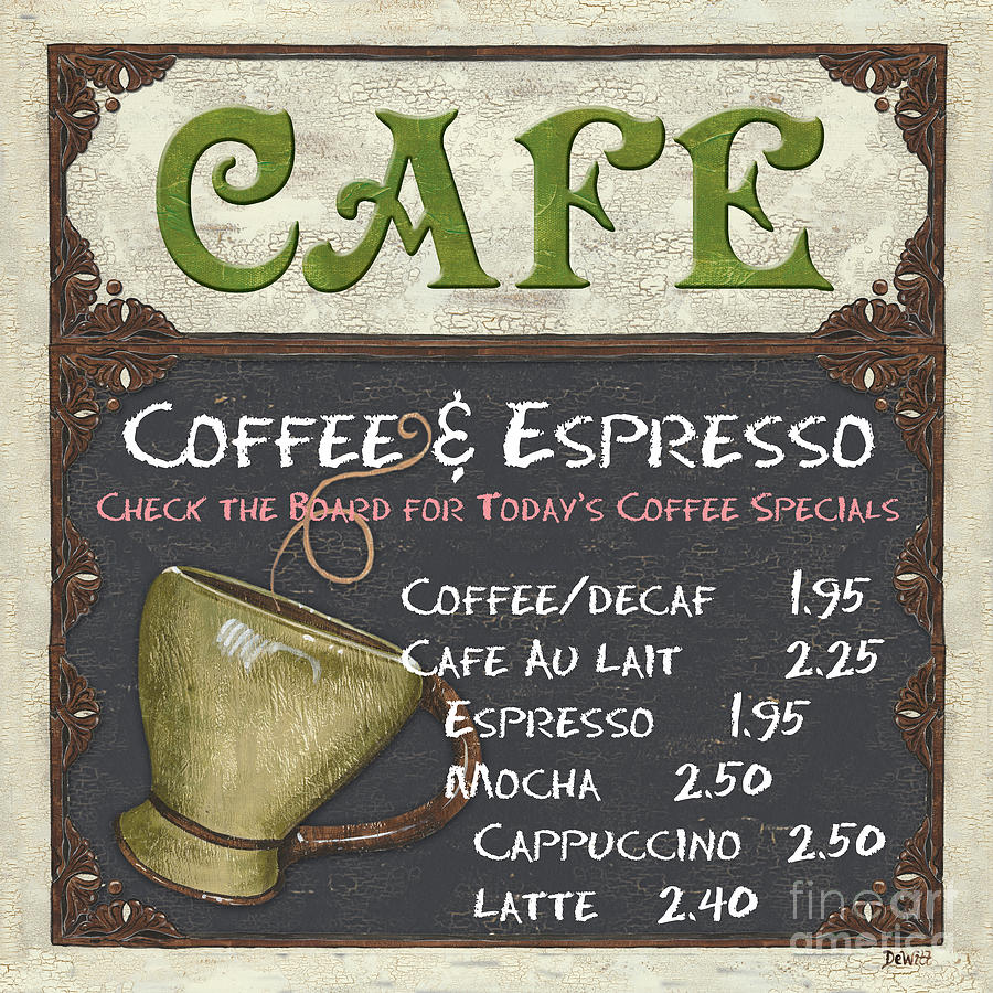 Cafe Chalkboard by Debbie DeWitt