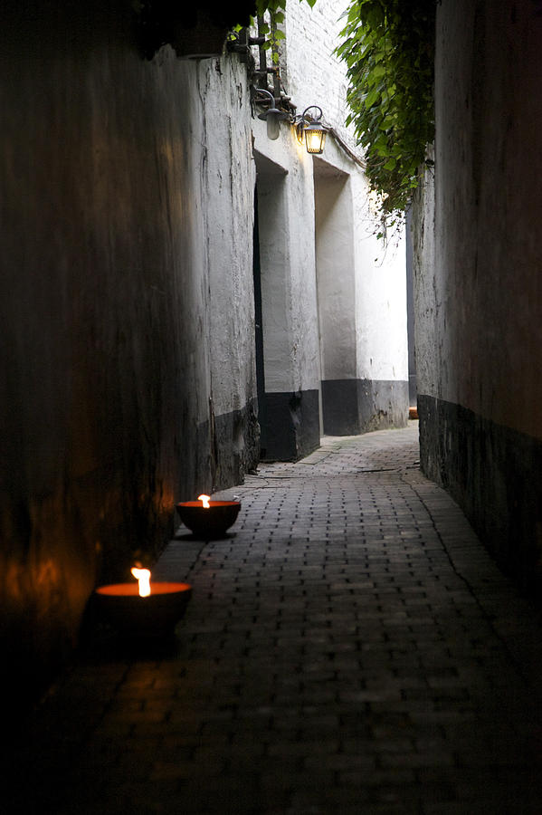 candle lit walkway
