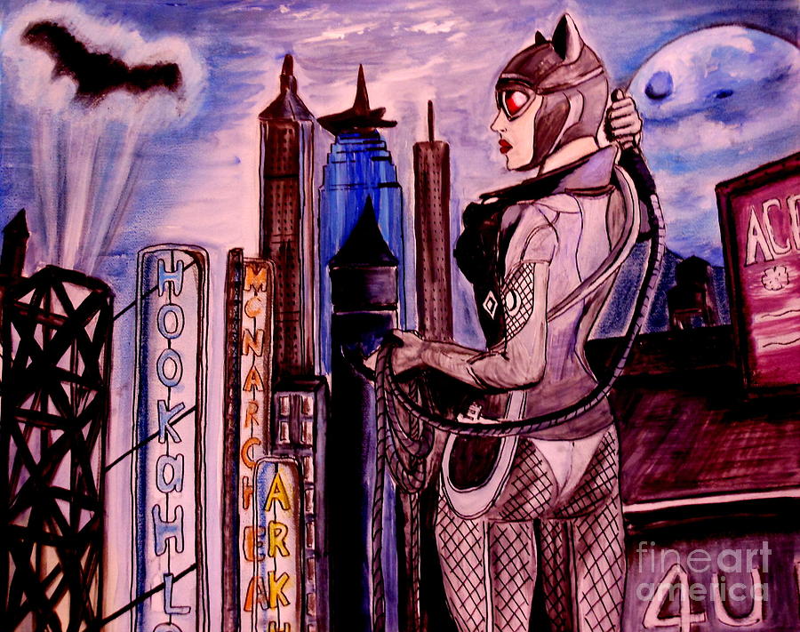 CatWoman Arkham City Pastel CatWoman Arkham City Fine Art Print Amanda 