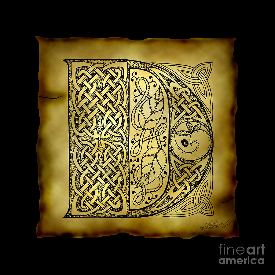 Celtic Letter D Monogram by Kristen Fox