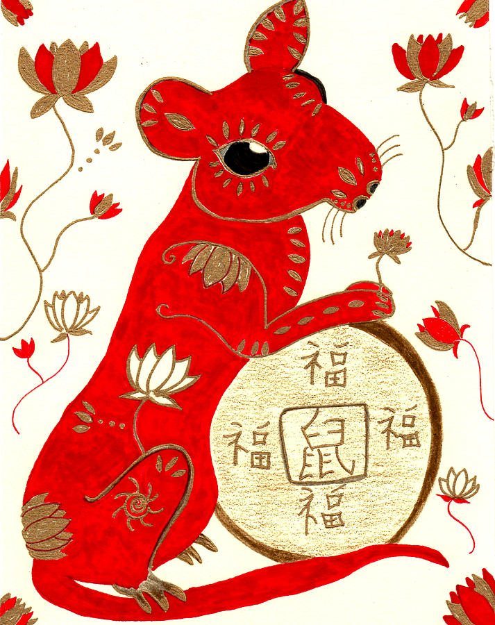 Chinese Year of the Rat Drawing Chinese Year of the Rat Fine Art Print 