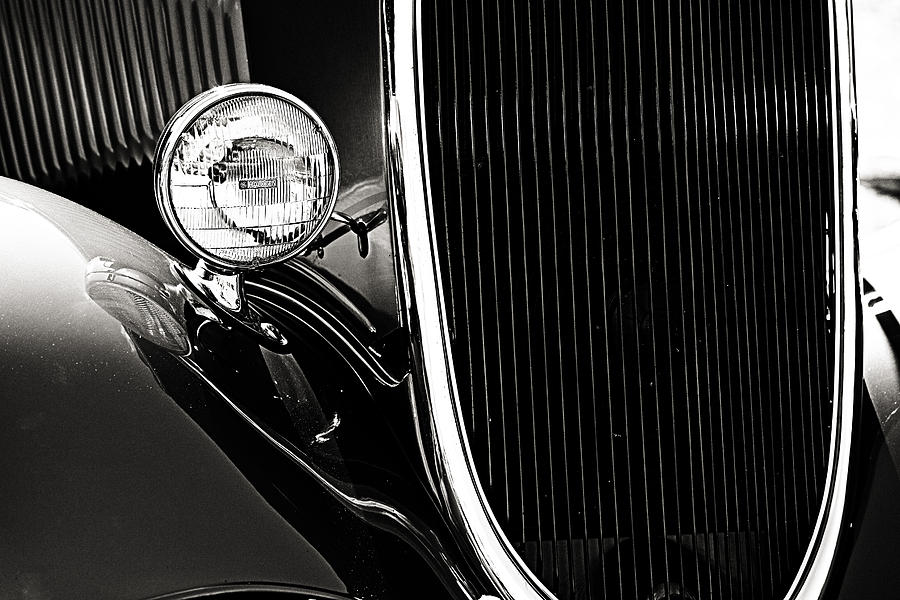 Classic Car Grille Black and White Photograph Classic Car Grille Black and