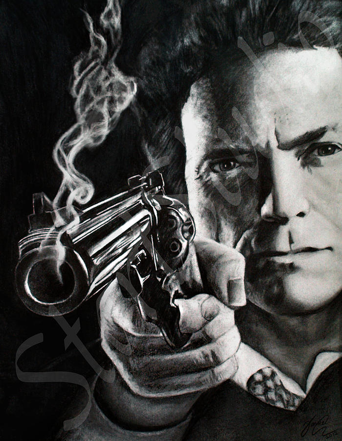 Clint Eastwood Drawing Drawing by Jamie Pickering