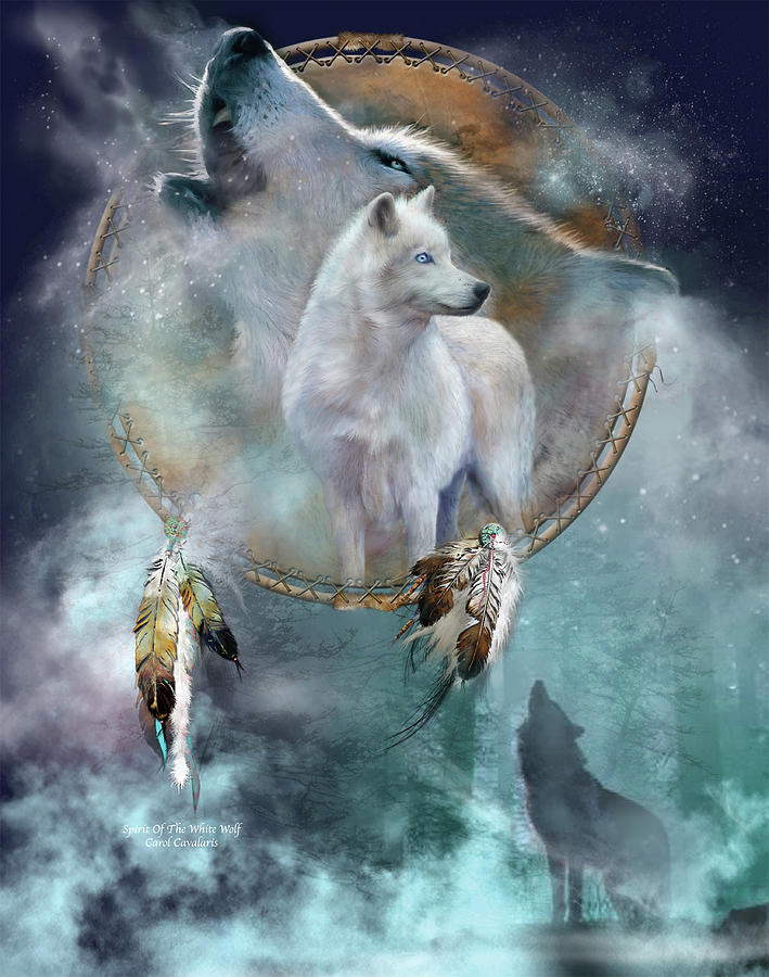 Dream Catcher - Spirit Of The White Wolf Mixed Media - Dream Catcher