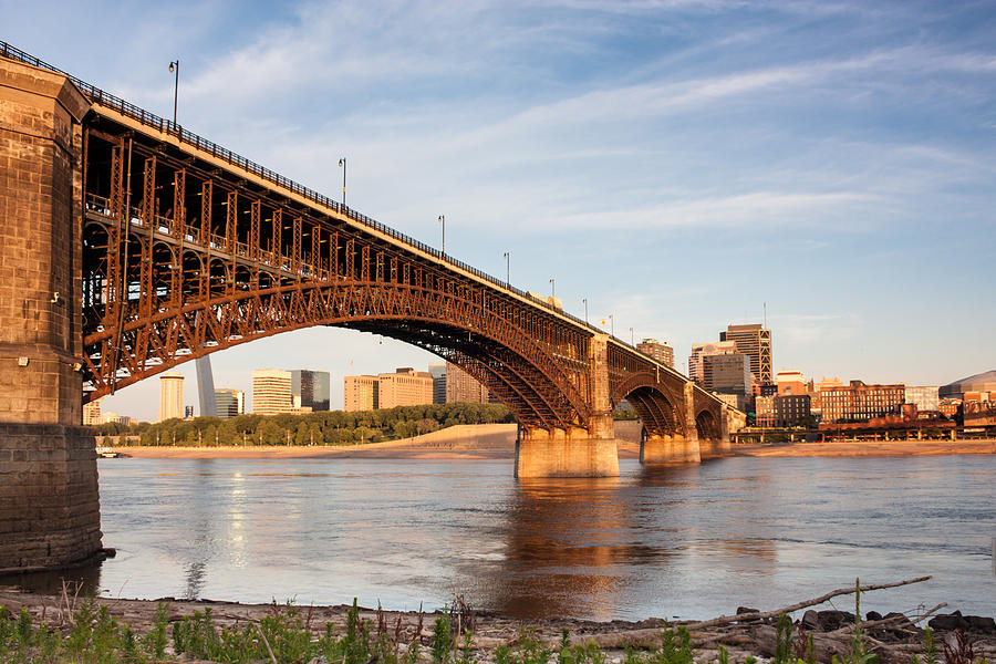 Eads Bridge Railroad Spanning Mississippi River At St Louis Photograph by Semmick Photo