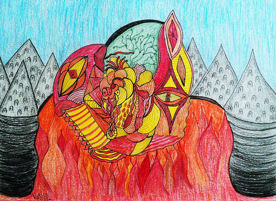 Earth On Fire Drawing