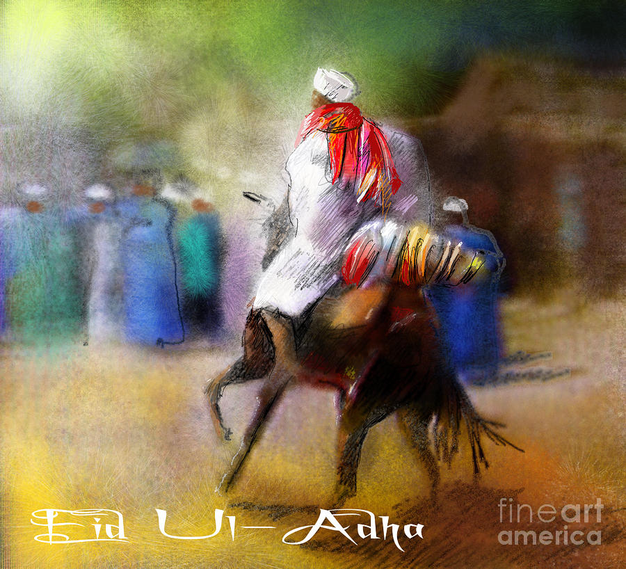 Eid Ul Adha Festivities Painting  - Eid Ul Adha Festivities Fine Art Print