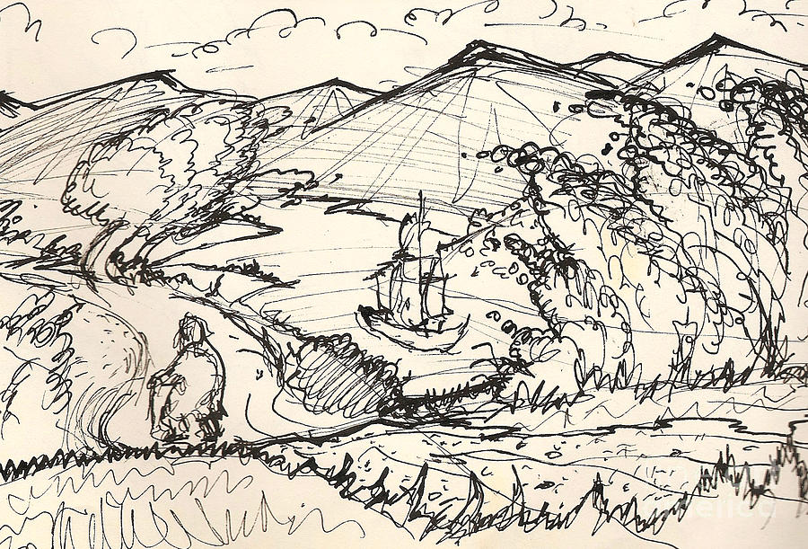 Fantasy Landscape Drawing by Dean Gleisberg