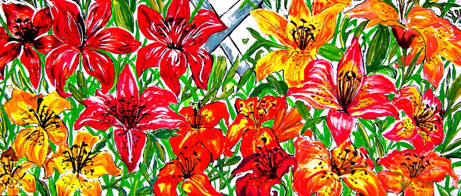 Full Picture Lilies Drawing Full Picture Lilies Fine Art Print Nancy 