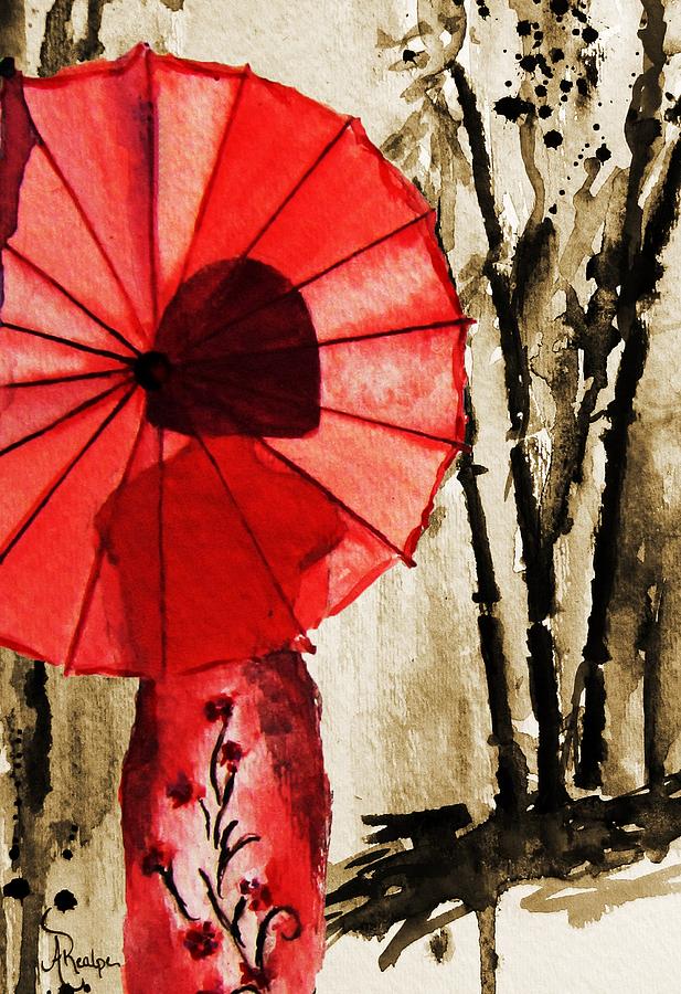 Red Umbrella Painting