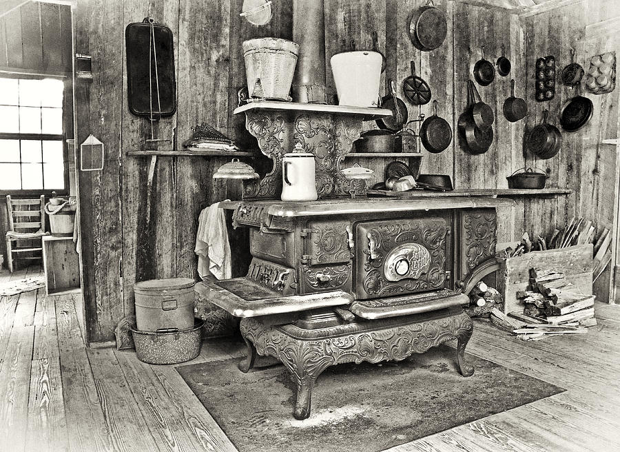 Old Farm Kitchen And Wood Burning Stove by Lynn Palmer in