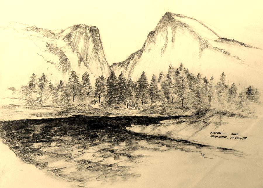 Half Dome Yosemite Drawing by Rene Salalac