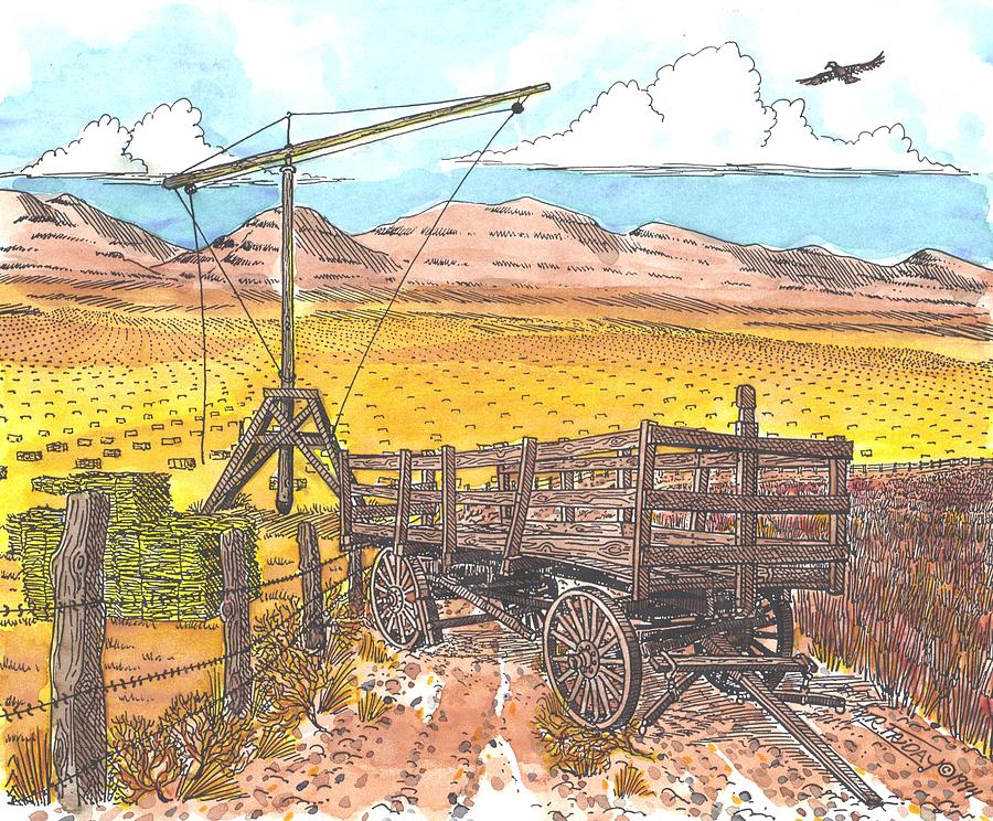 Hay Field Of Central Or Drawing by Bill Friday