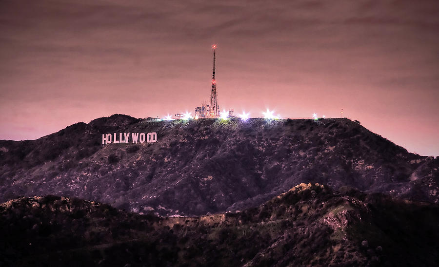 Hollywood Sign At Night Photograph