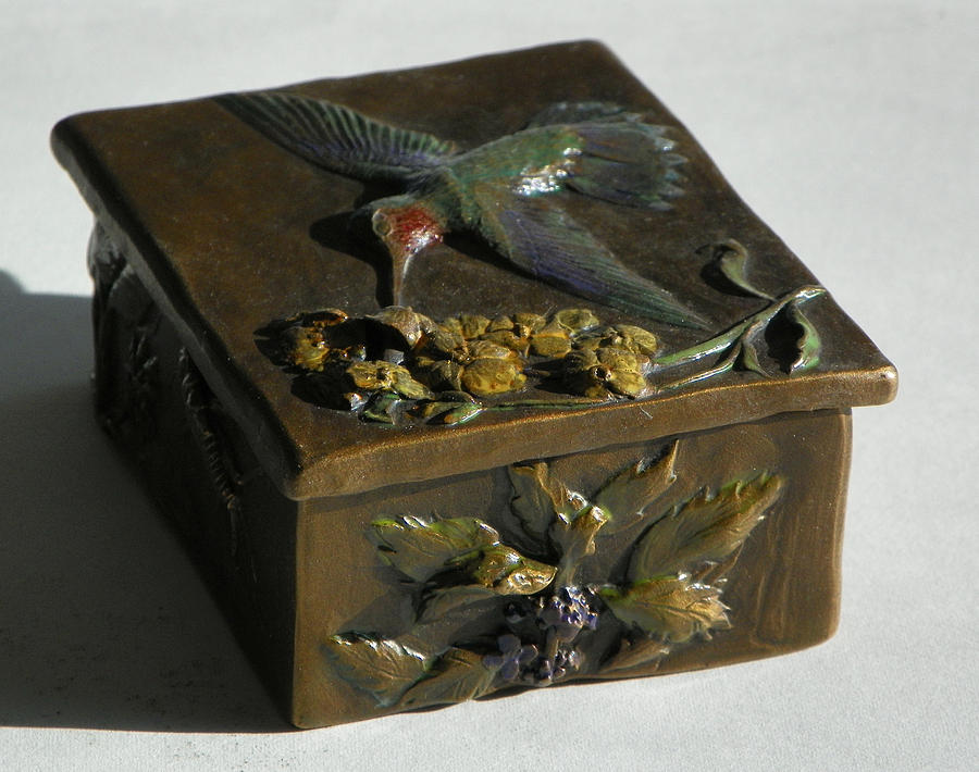 hummingbird box with painted patina wild mint side hummingbird box with painted patina wild mint side