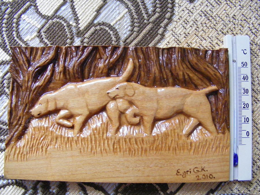 Dog Wood Carvings Relief