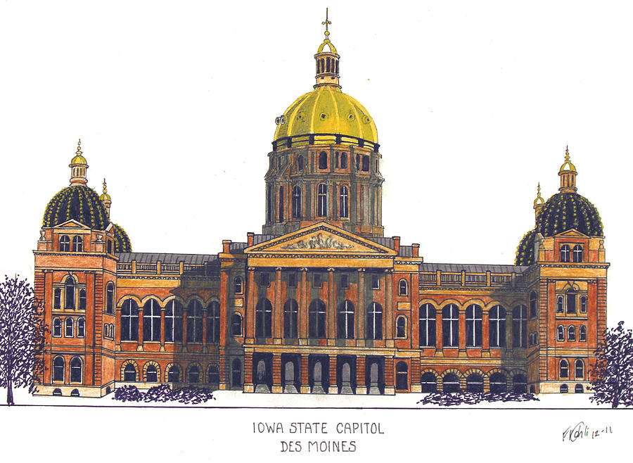 Iowa State Capitol Drawing by Frederic Kohli