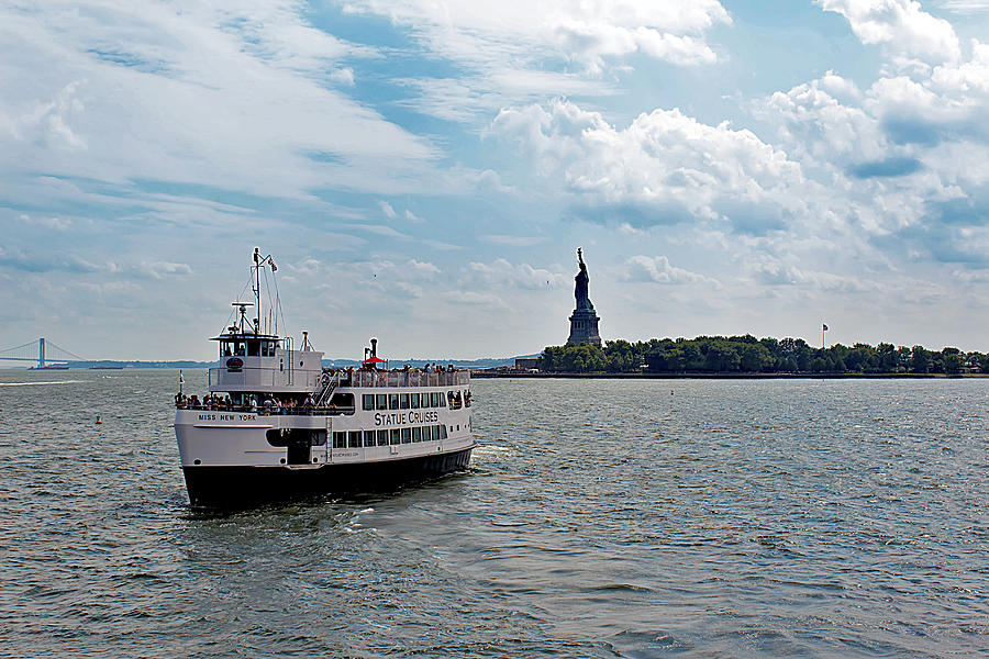 Liberty Island With Ferry Photograph By Artistic Photos