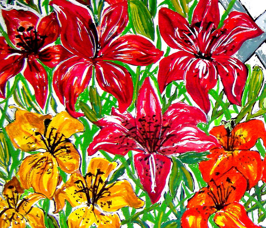 Lilies Drawing Lilies Fine Art Print Nancy Rucker lilies drawing