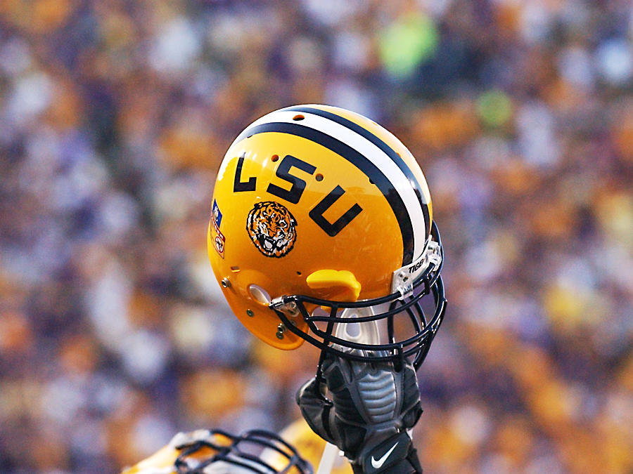 Lsu Helmet Raised High by Louisiana State University