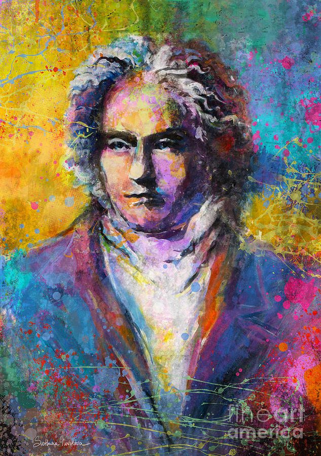 Ludwig Van Beethoven Portrait Musical Pop Art Painting Print By ...