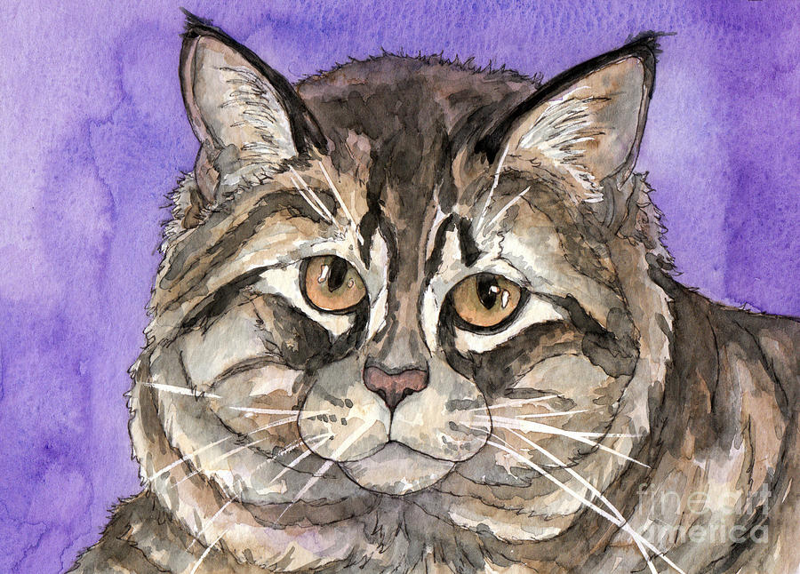 Maine Coon Cat Painting by Cherilynn Wood