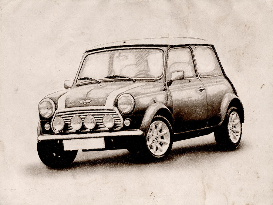 Mini Cooper Sketch by Michael Tompsett