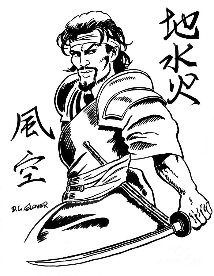 Musashi Samurai Tattoo Drawing Musashi Samurai Tattoo Fine Art Print 