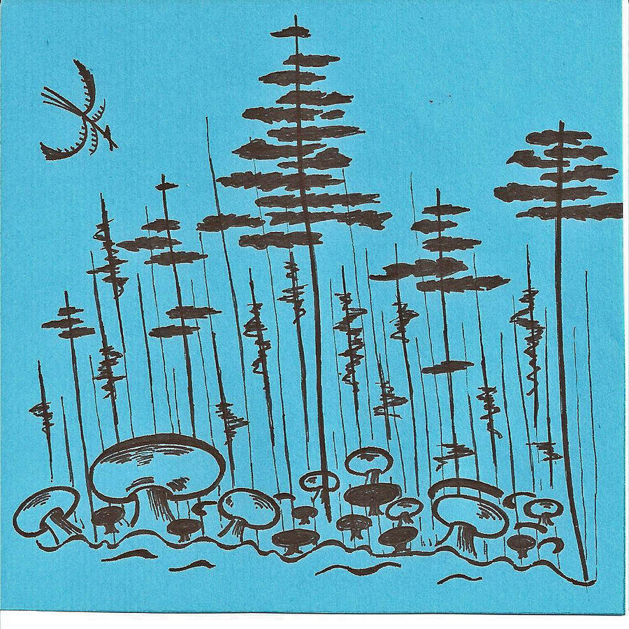 Mushroom Forest Drawing