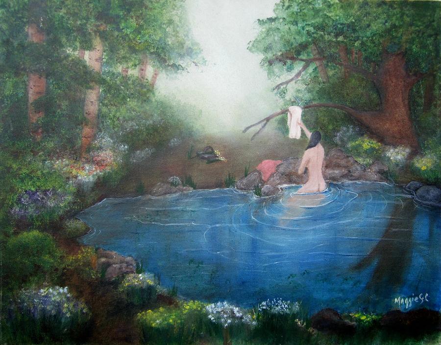 Nude bathing Painting Nude bathing Fine Art Print Maggie SantiagoCabral