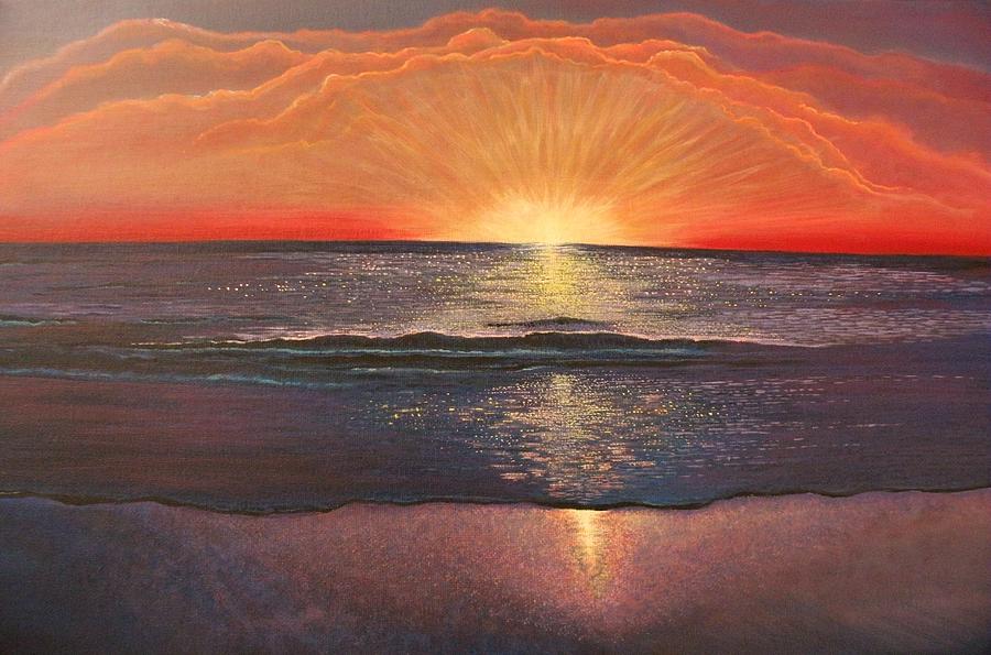 Ocean Sunset Painting by Victoria Rhodehouse