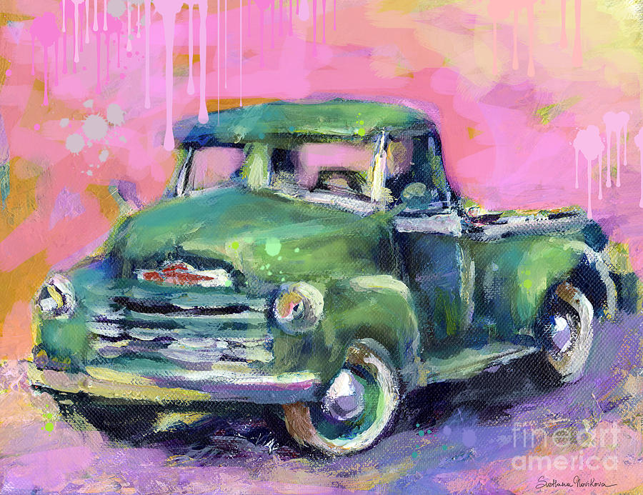 Old CHEVY Chevrolet Pickup Truck on a street Painting Old CHEVY Chevrolet 