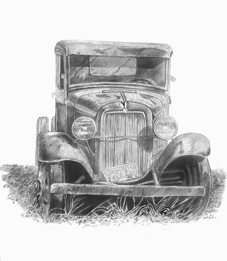 Old Ford Truck Drawing - Old Ford Truck Fine Art Print