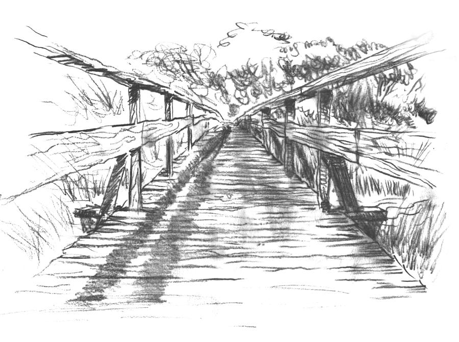easy bridge scenery drawing