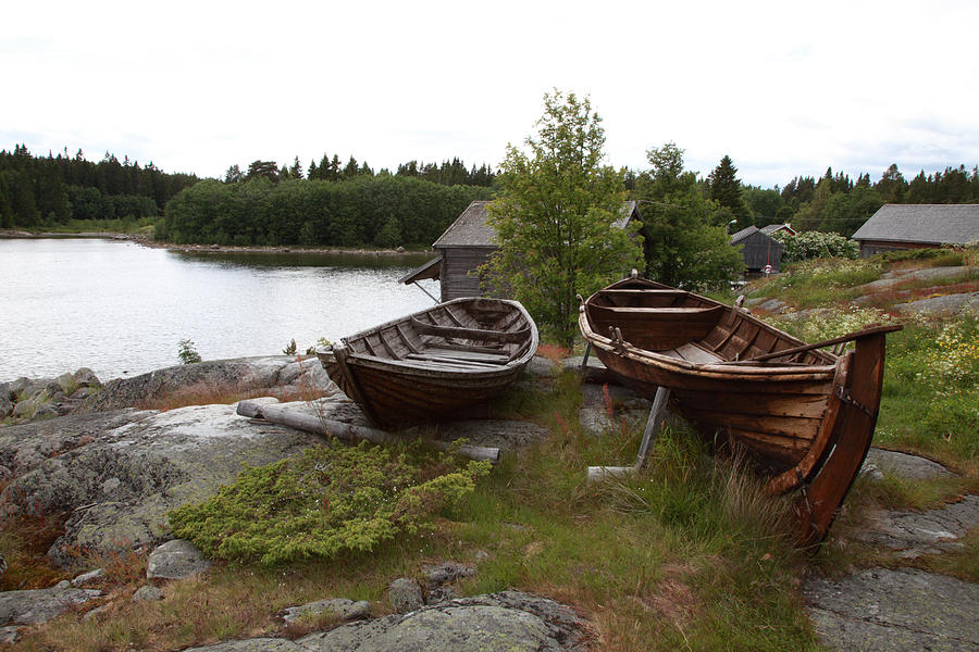 Rowing Boat Photograph - Old Wooden Rowing Boats by Ulrich Kunst And 