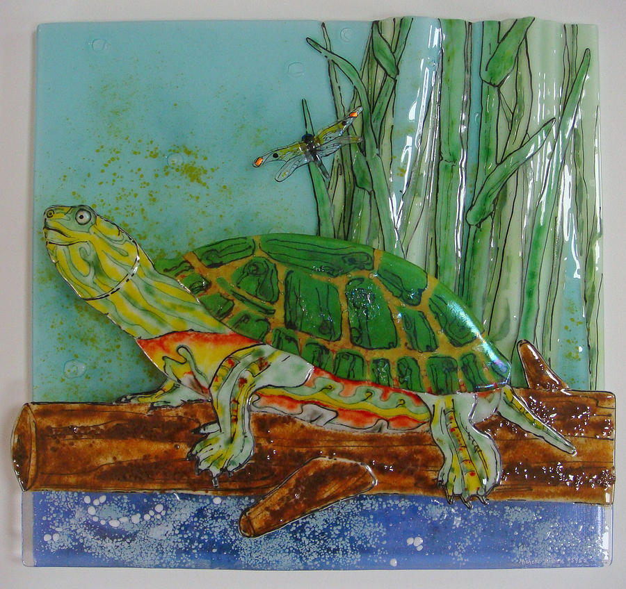 Painted Turtle Pond Glass Art