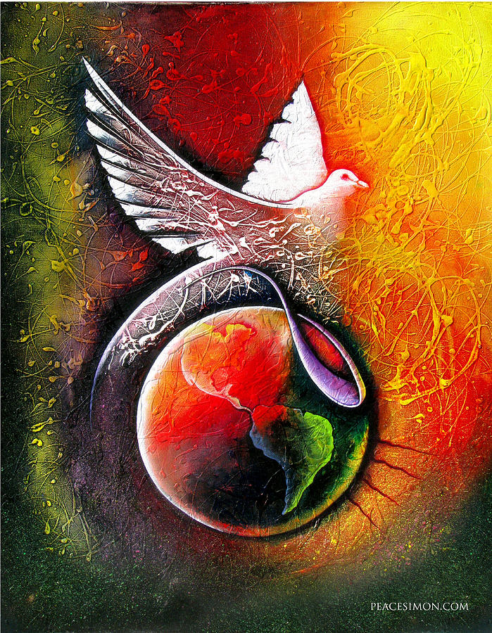 Peaceful World Painting by Peace Simon