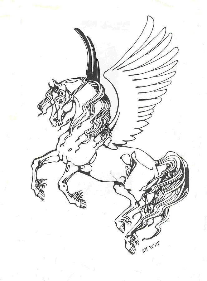 Pegasus on the Wing Drawing Pegasus on the Wing Fine Art Print Dy Witt