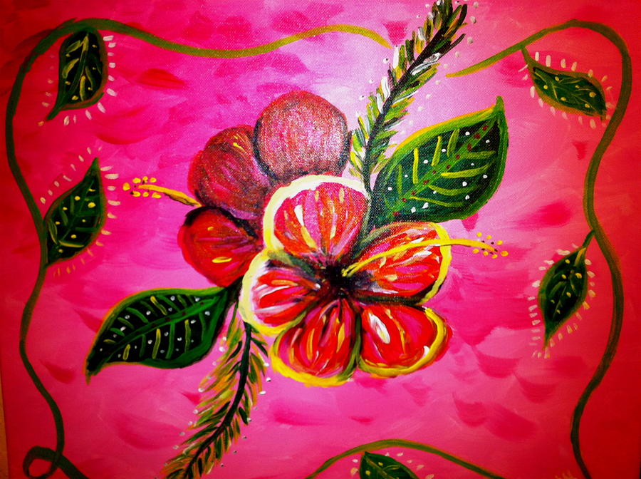 Pink Hibiscus Drawing Pink Hibiscus Fine Art Print Rebecca or Becky