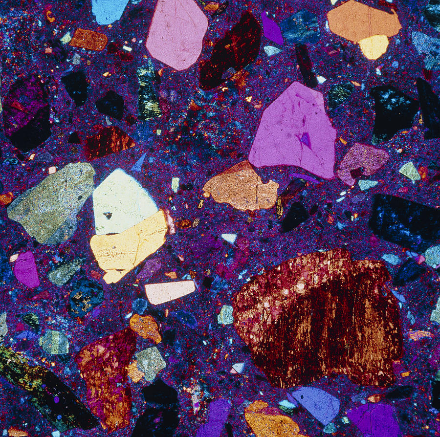 Polarised Lm Of A Thin Section Of Quartz Porphyry Photograph By Pasieka