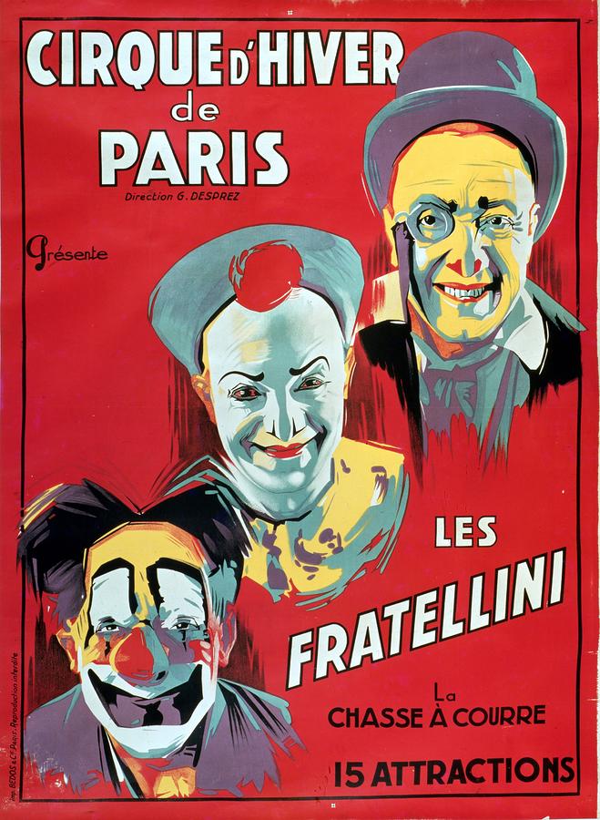 French+Clowns Poster Advertising The Fratellini Clowns by French School