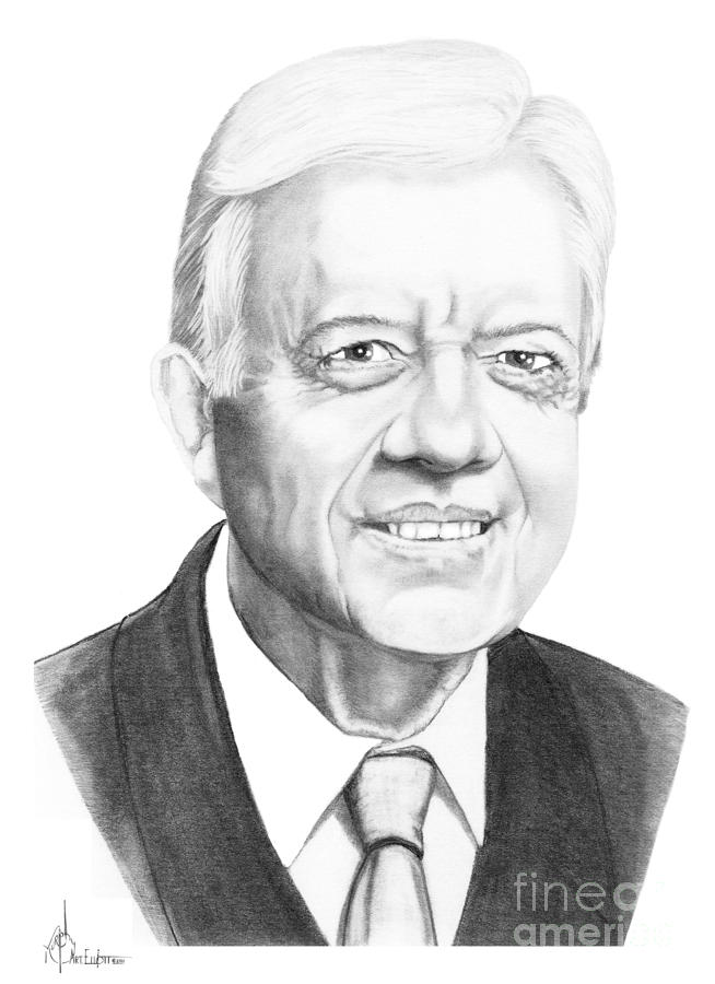 President Jimmy Carter Drawing by Murphy Elliott