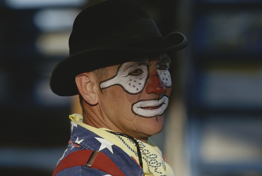 Rodeo+Clown+Faces ... Cowgirls Photograph - Professional Rodeo Clown Butch by Bobby Model