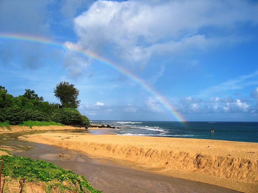 Rainbow In On The Beach In Hawaii Photograph by P S