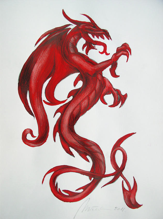 Red Dragon Painting Red Dragon Fine Art Print