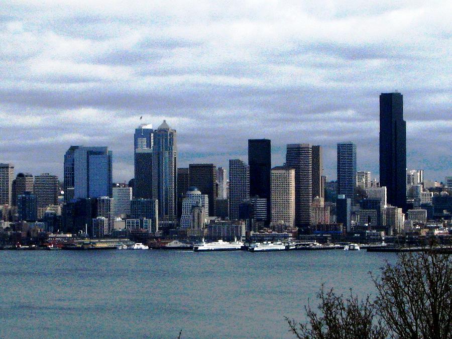 Seattle Skyline On A Cloudy Day Photograph By Judyann Matthews