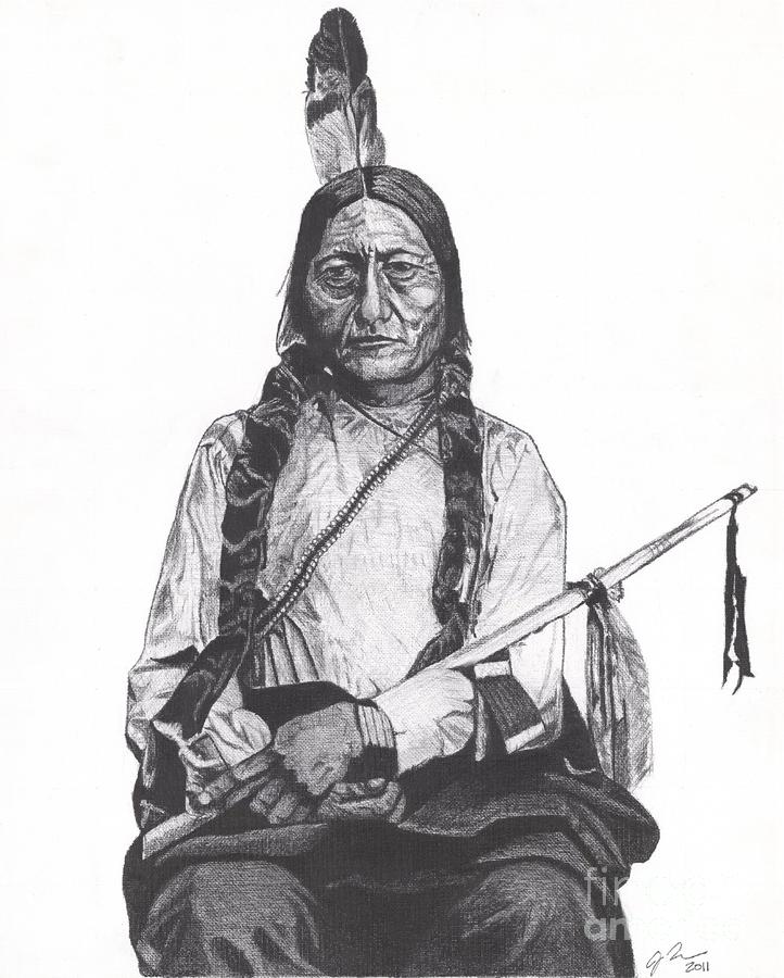 Sitting Bull Drawing by Jeff Ridlen