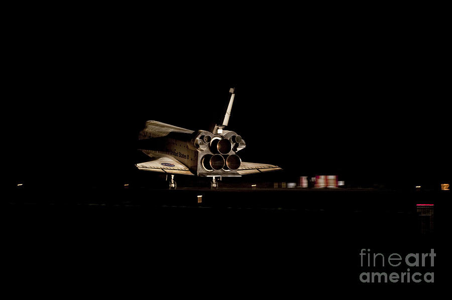 Space Shuttle Atlantis Landing At Night Photograph By Nasa Science Source