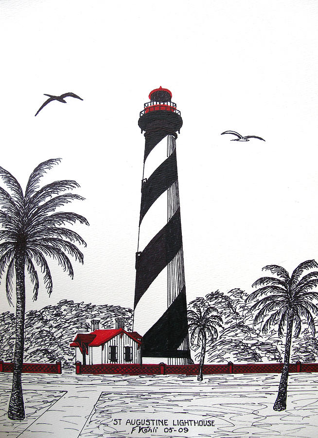 St Augustine Lighthouse Drawing by Frederic Kohli