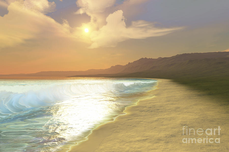 Sunset On A Quiet Peaceful Beach Digital Art By Corey Ford Fine Art